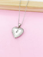 Silver Heart Locket Necklace Personalized Customized Monogram Made to Order Jewelry, D324M