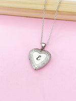 Silver Heart Locket Necklace Personalized Customized Monogram Made to Order Jewelry, D324M