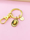 Gold Cowboy Hat Charm Keychain, Bronze Silver or Gold Option, N5408A