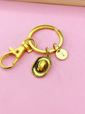 Gold Cowboy Hat Charm Keychain, Bronze Silver or Gold Option, N5408A