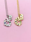 Gold or Silver Artist Palette Charm Necklace, N4054A