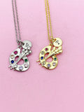 Gold or Silver Artist Palette Charm Necklace, N4054A
