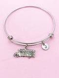 School Bus Bracelet, Personalized Initial Gift, N4548