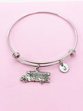 School Bus Bracelet, Personalized Initial Gift, N4548