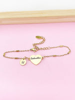 Godmother Gifts, Gold Godmother Bracelet, Heart, Godmother Jewelry, Mother's Day Gift, Godmother Goddaughter Gift, D260