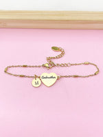 Godmother Gifts, Gold Godmother Bracelet, Heart, Godmother Jewelry, Mother's Day Gift, Godmother Goddaughter Gift, D260