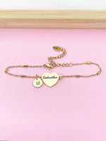 Godmother Gifts, Gold Godmother Bracelet, Heart, Godmother Jewelry, Mother's Day Gift, Godmother Goddaughter Gift, D260