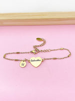 Godmother Gifts, Gold Godmother Bracelet, Heart, Godmother Jewelry, Mother's Day Gift, Godmother Goddaughter Gift, D260