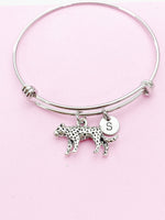 Leopard Bracelet, Big Cat, Personized Initial Bracelet, N4954