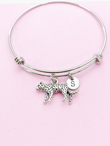 Leopard Bracelet, Big Cat, Personized Initial Bracelet, N4954