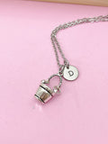 Water Pail Bucket Necklace, Water Pail Bucket Charm, Silver Bucket Charm, Personalized Gift, N1116