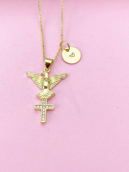 Gold Holy Spirit Dove Cross Necklace, N4815