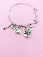 IT Teacher Bracelet, Computer Charm, Apple Charm, Textbook Charm, Book Charm, Pencil Charm, Computer Technology Teacher Gift, N1491