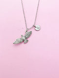 Silver Flying Eagle Charm Necklace Gift, Eagle Necklace, Eagle Bird Jewelry, Personalized Gift, N2108