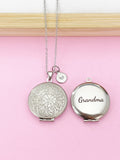 Silver Flower Locket Charm Necklace, Nina, Grandma, Grandmother, Mom, Aunt, Great Aunt, Great Grandma, Godmother, Godsister, Option D460
