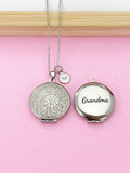 Silver Flower Locket Charm Necklace, Nina, Grandma, Grandmother, Mom, Aunt, Great Aunt, Great Grandma, Godmother, Godsister, Option D460