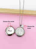 Silver Aunt Locket Charm Necklace, Nina, Grandma, Grandmother, Mom, Great Aunt, Great Grandma, Godmother, Godsister, Option D461