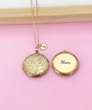 Rose Gold Mom Flower Locket Charm Necklace, Nina, Grandma, Grandmother, Mom, Great Aunt, Great Grandma, Godmother, Godsister, Option D462