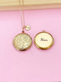 Rose Gold Mom Flower Locket Charm Necklace, Nina, Grandma, Grandmother, Mom, Great Aunt, Great Grandma, Godmother, Godsister, Option D462