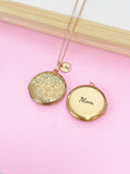 Rose Gold Mom Flower Locket Charm Necklace, Nina, Grandma, Grandmother, Mom, Great Aunt, Great Grandma, Godmother, Godsister, Option D462
