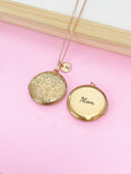 Rose Gold Mom Flower Locket Charm Necklace, Nina, Grandma, Grandmother, Mom, Great Aunt, Great Grandma, Godmother, Godsister, Option D462