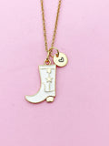 Gold White Boot Shoe Charm Necklace, N5642