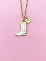 Gold White Boot Shoe Charm Necklace, N5642