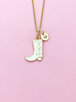 Gold White Boot Shoe Charm Necklace, N5642