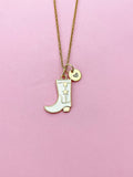 Gold White Boot Shoe Charm Necklace, N5642