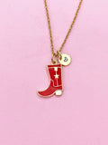Gold Red Boot Shoe Charm Necklace, N5643