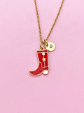 Gold Red Boot Shoe Charm Necklace, N5643
