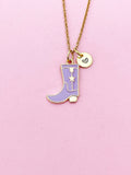 Gold Purple Boot Shoe Charm Necklace, N5644