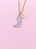 Gold Purple Boot Shoe Charm Necklace, N5644