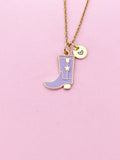 Gold Purple Boot Shoe Charm Necklace, N5644