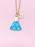 Gold Beaker with Cell Atom DNA Molecule Charm Necklace, Bracelet or Keychain Option, N5648
