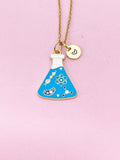 Gold Beaker with Cell Atom DNA Molecule Charm Necklace, Bracelet or Keychain Option, N5648
