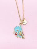 Gold Ruler Protractor Charm Necklace, Bracelet or Keychain Option, N5649