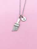 Silver Paintbrush Charm Necklace, Artist Gifts, N1507B