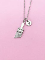 Silver Paintbrush Charm Necklace, Artist Gifts, N1507B