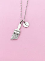Silver Paintbrush Charm Necklace, Artist Gifts, N1507B