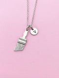 Silver Paintbrush Charm Necklace, Artist Gifts, N1507B