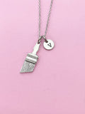 Silver Paintbrush Charm Necklace, Artist Gifts, N1507B