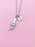 Silver Paintbrush Charm Necklace, Artist Gifts, N1507B