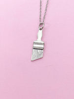 Silver Paintbrush Charm Necklace, Artist Gifts, N1507Z