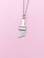 Silver Paintbrush Charm Necklace, Artist Gifts, N1507Z