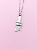 Silver Paintbrush Charm Necklace, Artist Gifts, N1507Z