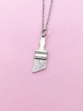 Silver Paintbrush Charm Necklace, Artist Gifts, N1507Z