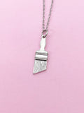 Silver Paintbrush Charm Necklace, Artist Gifts, N1507Z