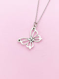 Silver Butterfly Charm Necklace, N132