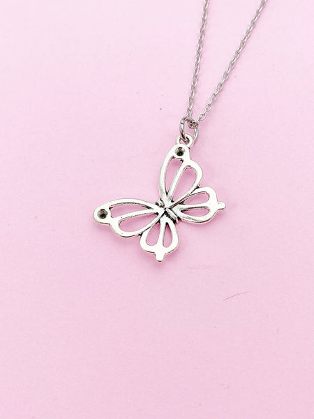 Silver Butterfly Charm Necklace, N132